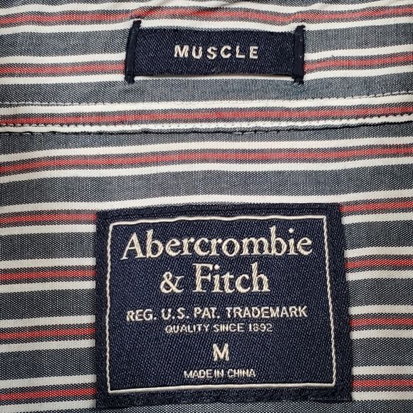 Abercrombie & Fitch Set of 2 Men's Long Sleeve Shirts Size M Pink & Gray Muscle - Picture 9 of 13